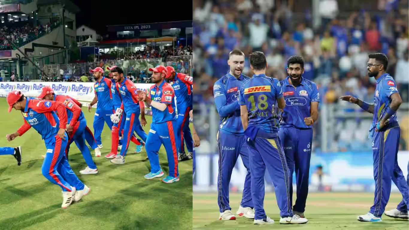 Mumbai Indians players walk out at Wankhede Stadium ahead of IPL 2025 Match 63 vs Delhi Capitals