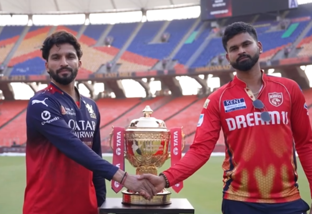 “IPL 2025 Trophy on display before RCB vs PBKS Final in Ahmedabad”