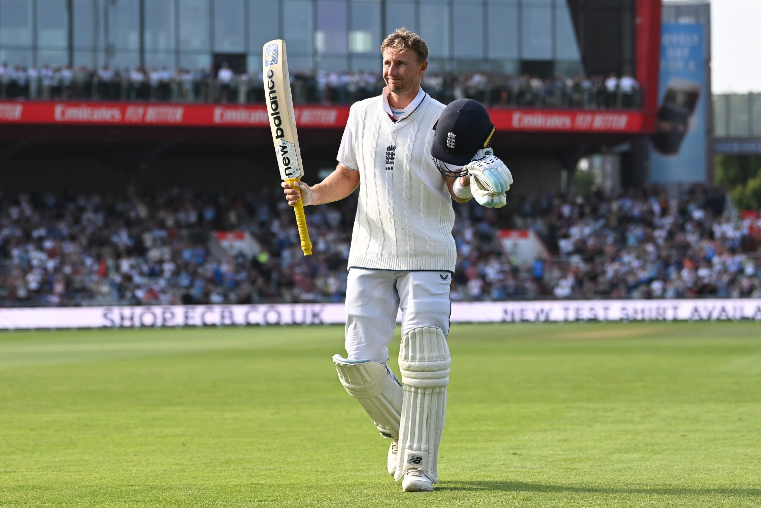 Joe Root celebrates 38th Test century vs India at Old Trafford