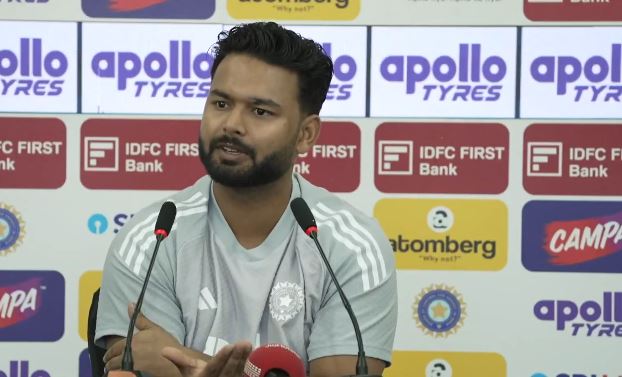 Rishabh Pant addressing the media as India’s new Test captain before the Guwahati Test against South Africa.